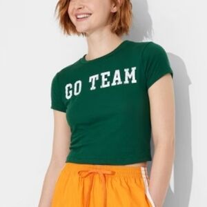Wild Fable "Go Team" Women's Short Sleeve Graphic T-Shirt . Green. Size 2X. New.